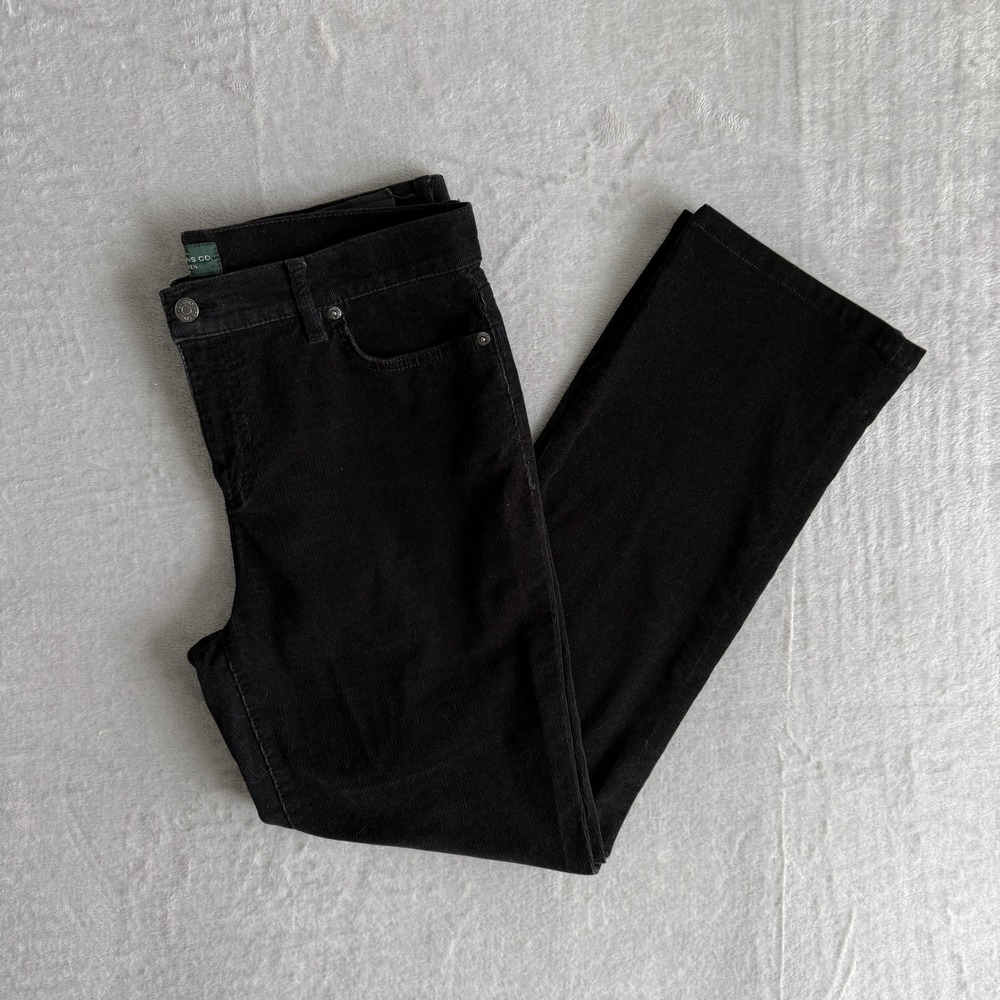 Lauren Ralph Lauren Black Corduroy Classic Straight Leg Pants Women 10P Petite